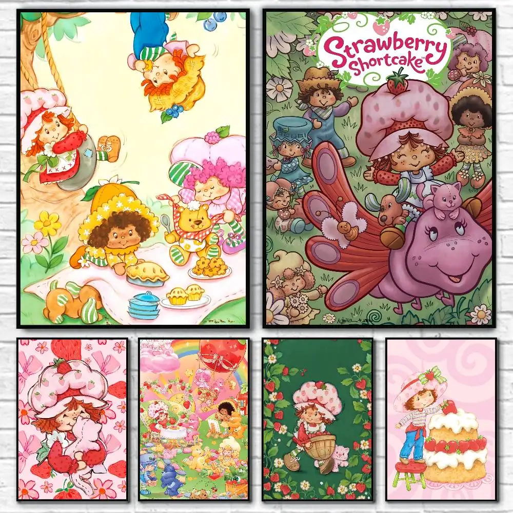 Cartoon Girl S-Strawberry And S-Shortcake Posters HD Print Vintage Wall Art Decor for Home Study Room