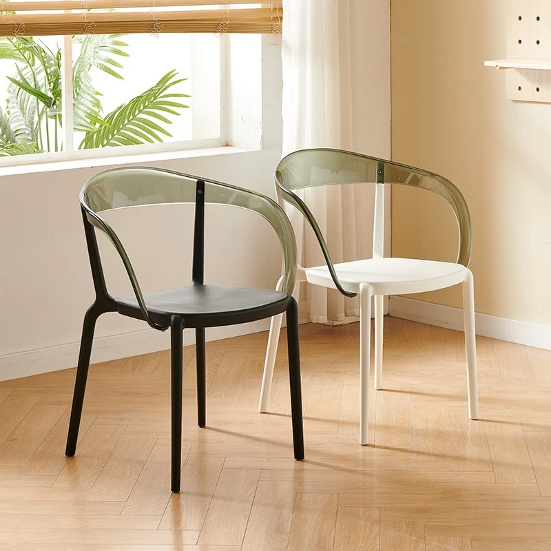 Simple Home Back Chair Acrylic Transparent Armrest Plastic Chair