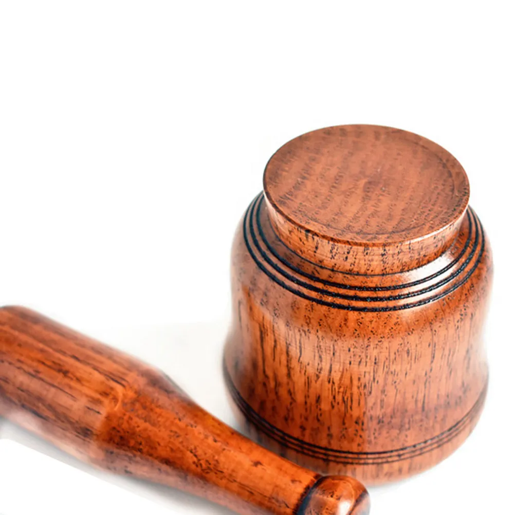 Juego Profesional de Mortero de Madera para Ajo con Pestillo Ergonómico y Cuenco con Base Estable para Moler Especias, Utensilio de Cocina