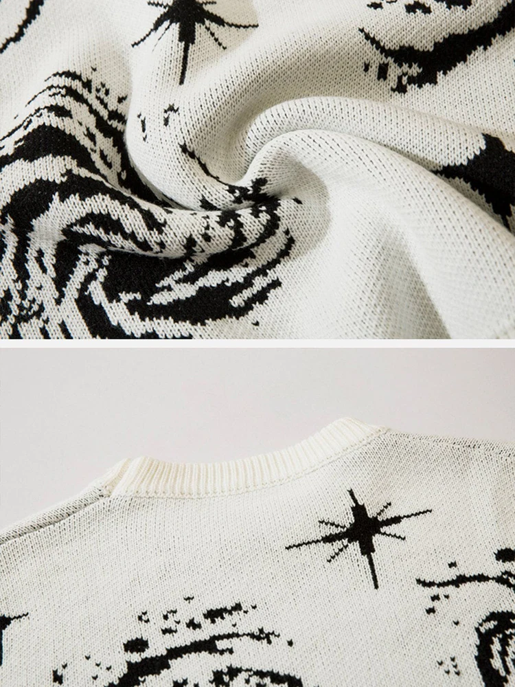 NEW Sweater Vintage Ripped Creative Stripes Destroyed Knitted Pullovers Men Women Oversize Loose Cotton Knitwear Jumper Hip Hop