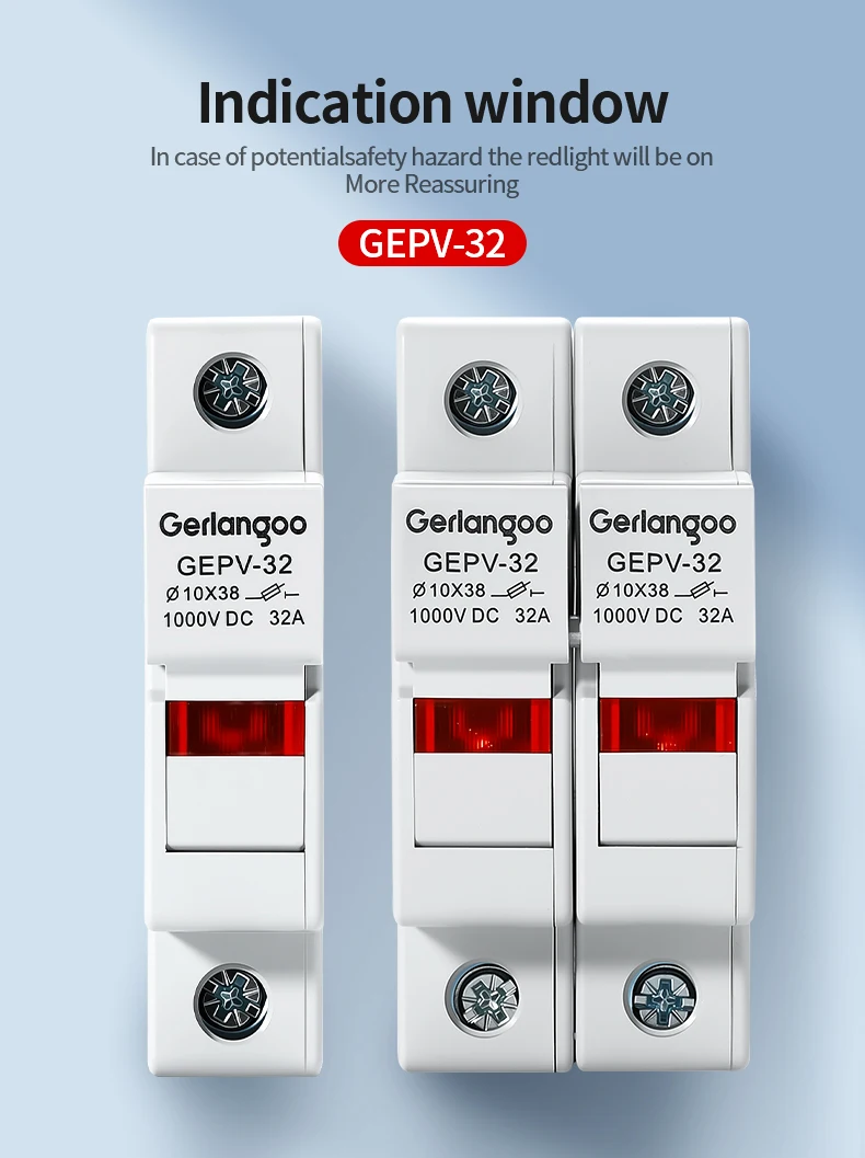 1P 2P DC-Sicherungshalter 10*38mm Hochspannungs-Solar-PV 1000V GEPV-32 Basis Photovoltaik-System-Schutzschalter GPV – Detail 5