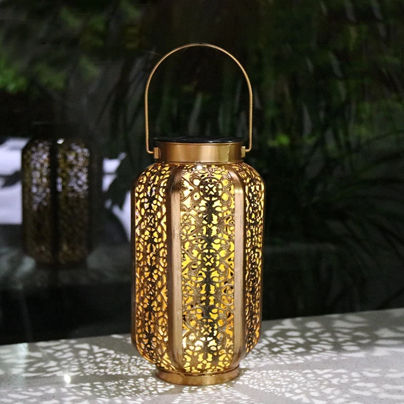 Solar Lantern Lights Outdoor Vintage Metal Hanging Lanterns With Handle For Garden Accessories Porch Decorations