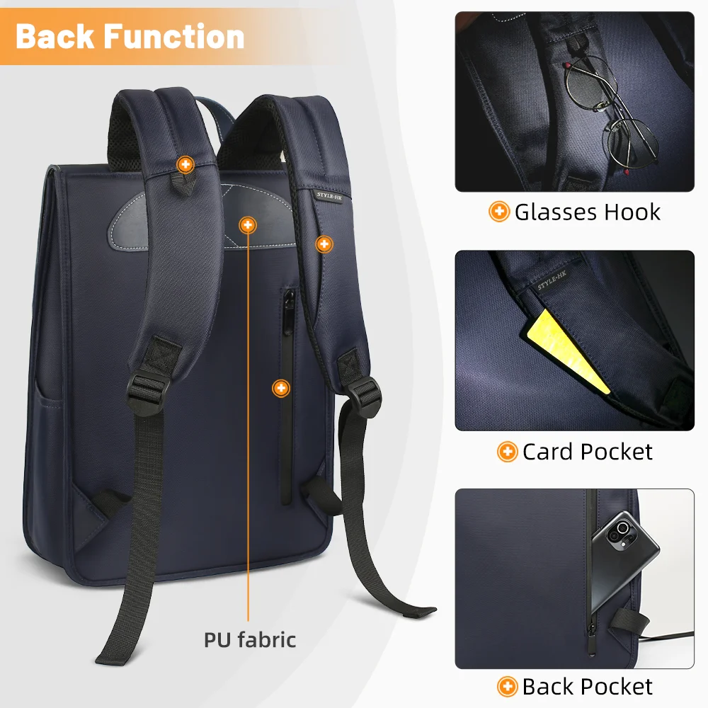 HK Luxury College School Backpack Men Water Repellent 15.6