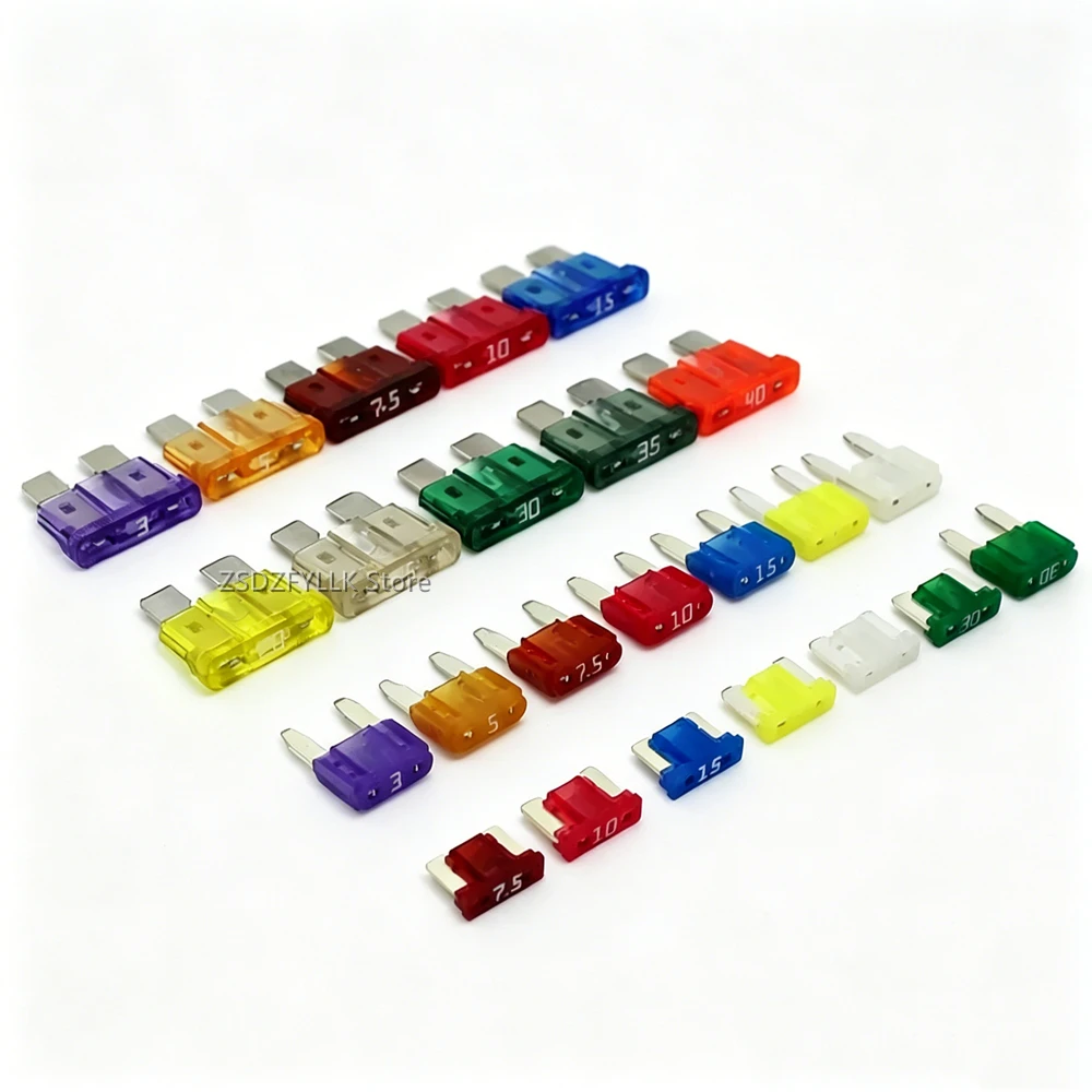 10Pcs Auto Medium Mini Micro Blade Fuses 5A 7.5A 10A 15A 20A 25A 30A 35A 40A Car Truck Vehicle Circuit Protection Safety Fuse