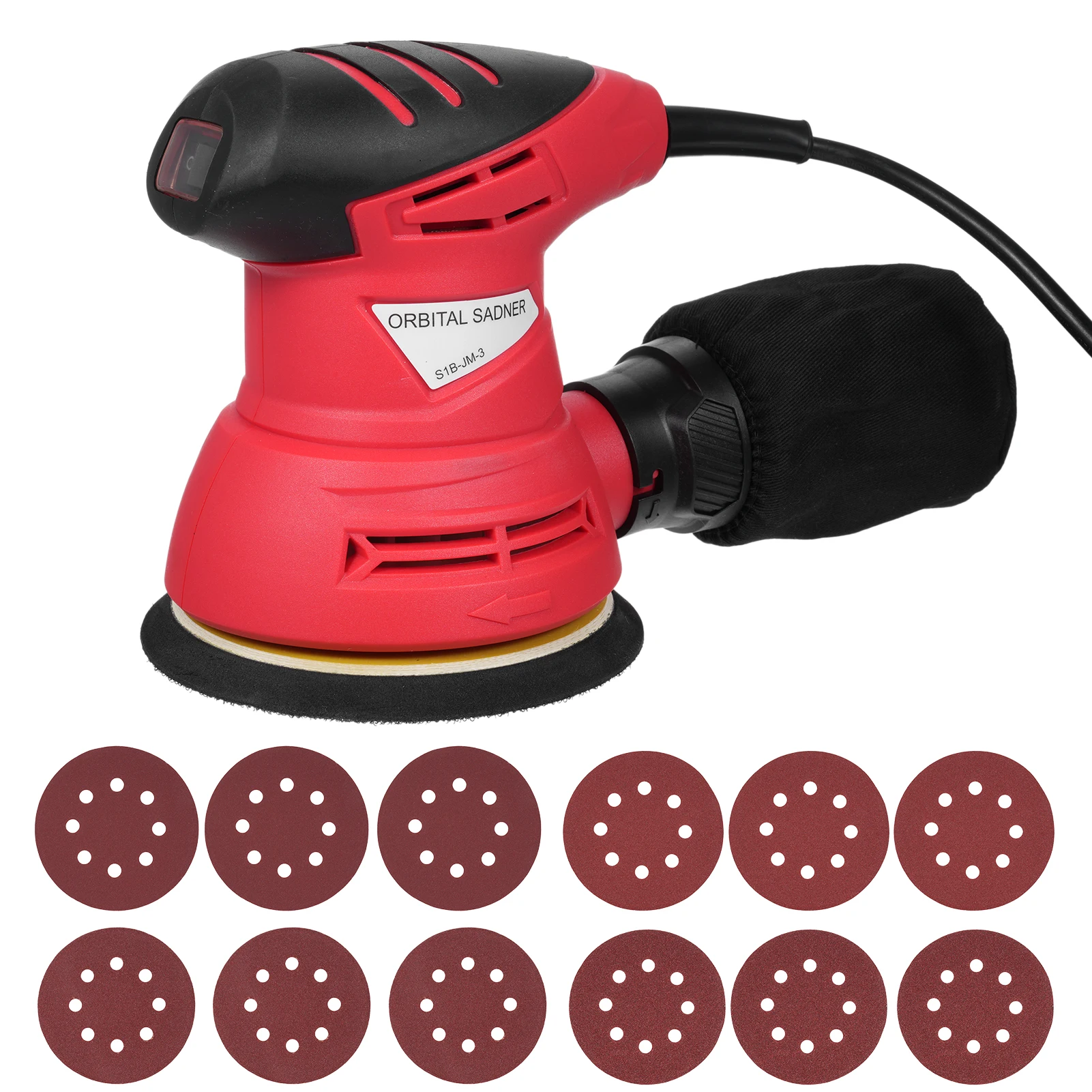 

5-дюймовая эксцентриковая шлифовальная машина, 12 листов наждачной бумаги, циркулярная шлифовальная машина 240 Вт/2,0 А, система пылеудаления для деревообработки