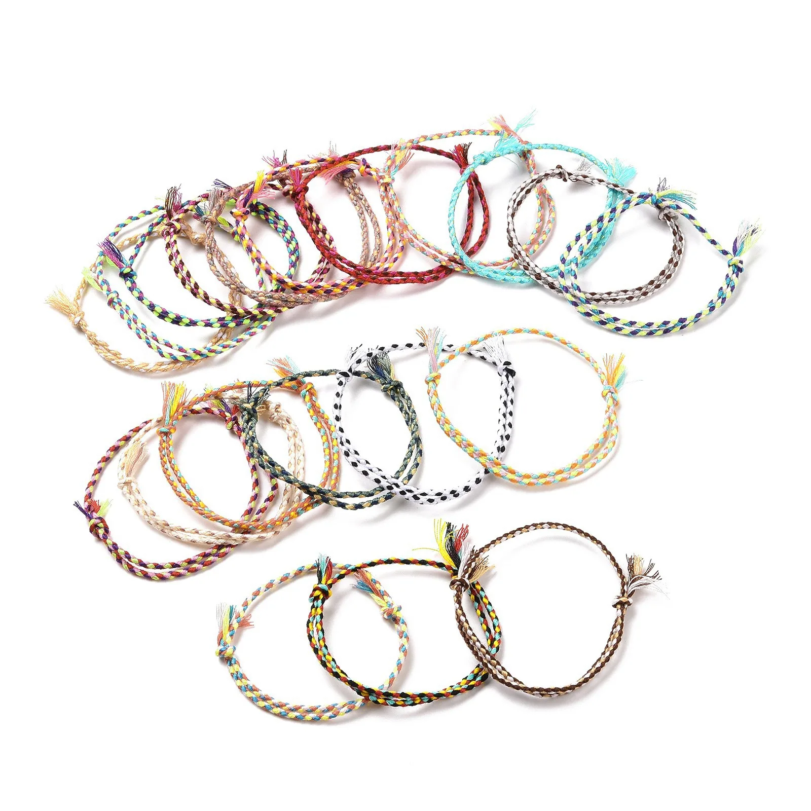 

20pcs Polyester Braided Adjustable Cord Bracelet Random Mix Color Woven Thread Wrap Friendship Bracelet for Women Jewelry Making