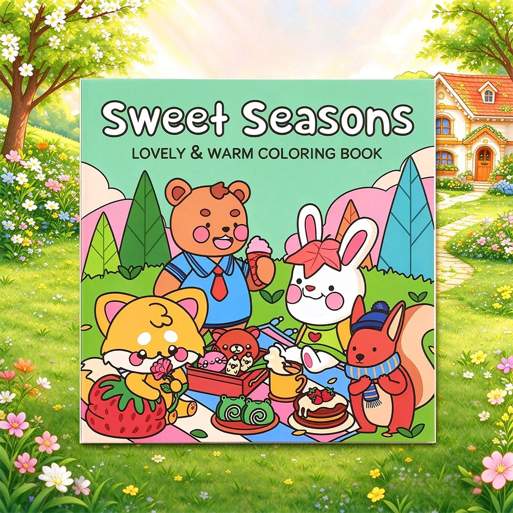 Sweet Seasons Adult Coloring Book, single-sided printing, 40 pages. It's an excellent gift for Halloween, Easter and Christmas.