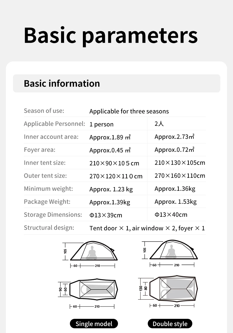 Naturehike Cloud Up Campingzelt Pro Wanderzelt Bergsteigerzelt Reisezelt Outdoor Übernachtungszelt Wasserdicht Winddicht Ultraleicht Tragbarer Sonnenschutz – Detail 14