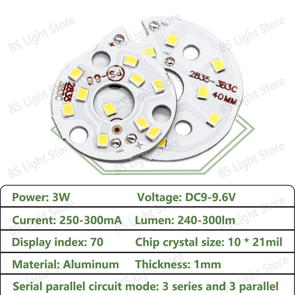 LED-Platine 2835 LED-Perle DC9–9,6 V, 32 mm, 40 mm, weißes neutrales warmes Licht, geeignet für DIY-Röhrenlichter, Heimlichtquelle, Zubehör – Detail 3