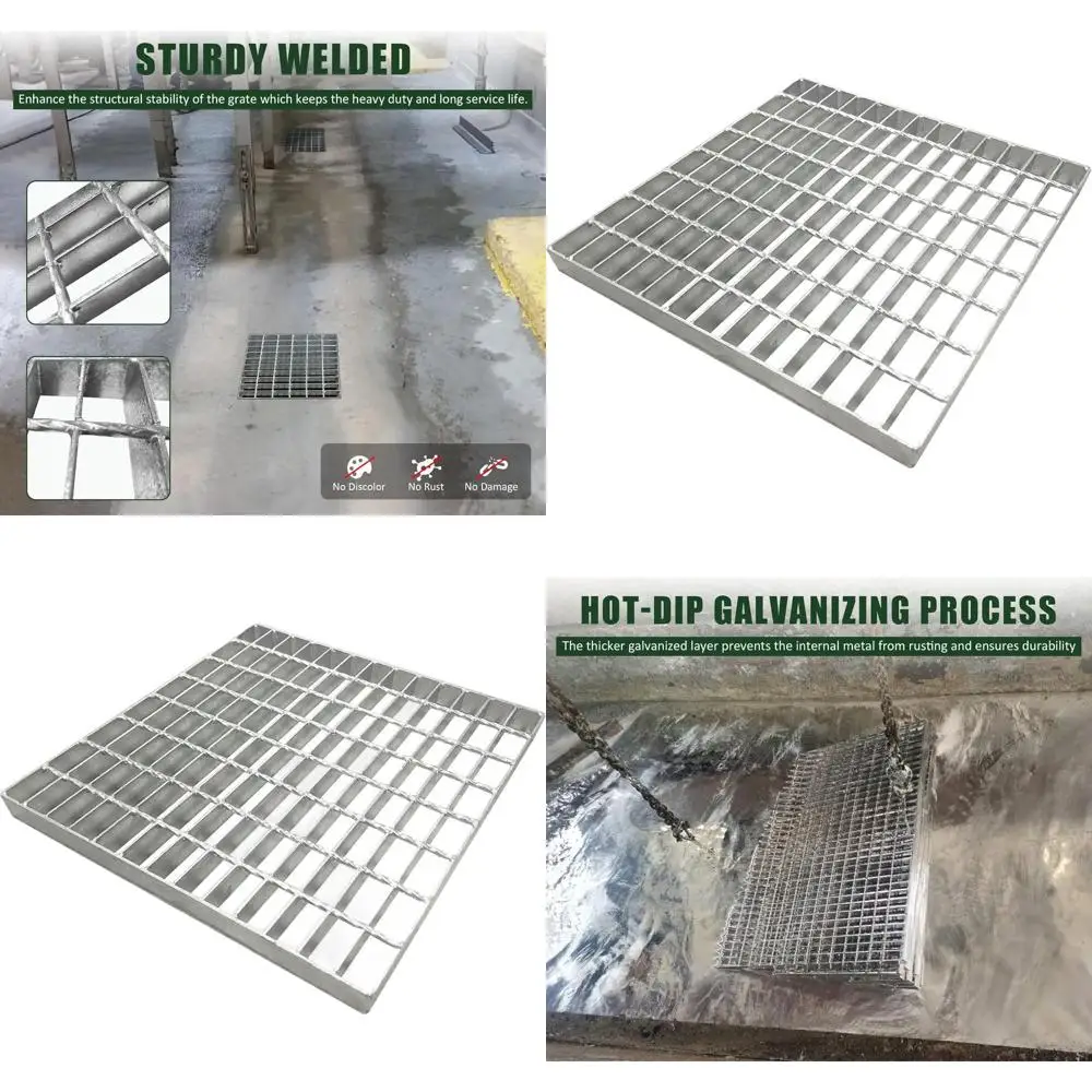 

16 прочных оцинкованных стальных дренажных решеток для ливневых колодцев, наружного водоотвода и использования на подъездных путях