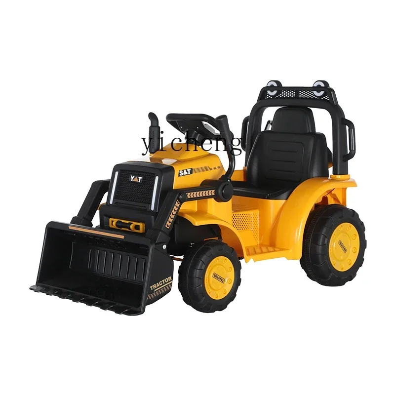 Children's Electric Car Mule Cart Engineering Vehicle Charging Bulldozer Can Sit Double Drive Remote Control Toy Car