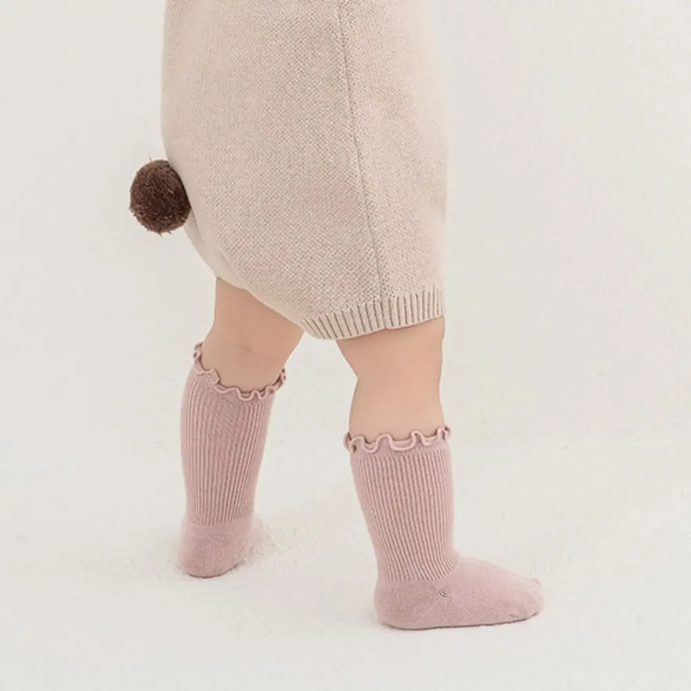 

5Pairs Soft Ruffle Baby Cotton Socks Autumn Spring Cute Toddle Short Tube Socks Mid-calf Breathable Newborn Socks Newborn