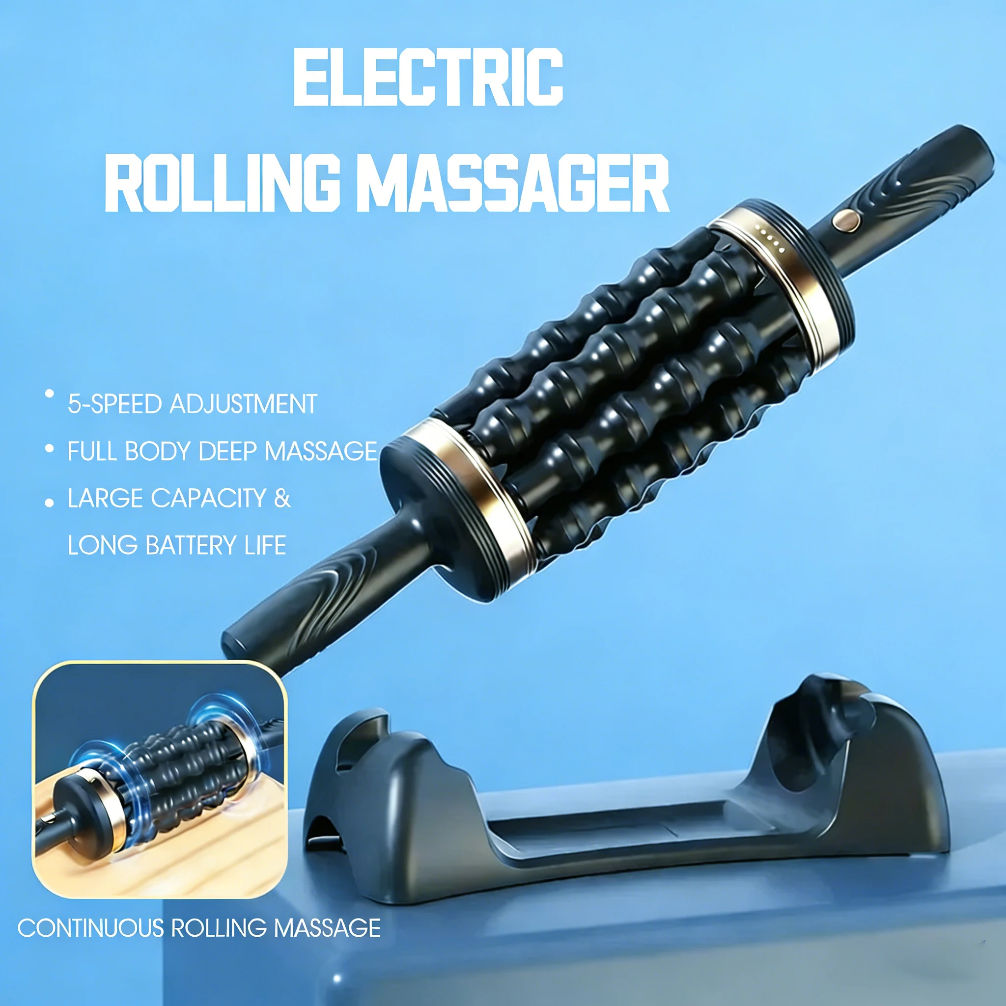 

Перезаряжаемый роликовый массажер, массажный пистолет для мужчин, ручной ролик с подставкой для массажа стоп, спины и ног при мышечной боли