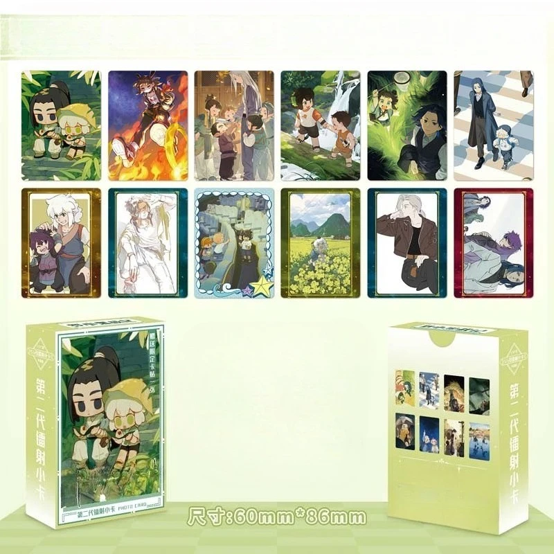 

55 шт. Luo Xiaohei, милые и забавные периферийные карты в стиле аниме, забавные подарки для друзей, болельщиков, справочники, материал, текстура, память