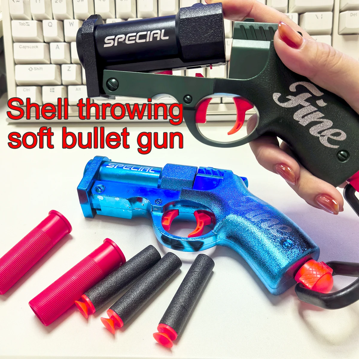 Mini S686 Shell Throwing Soft Bullet Launcher Toy Gun Airsoft Foam Bullet Blaster Outdoor Play Children Pistol Kid Toy Gift