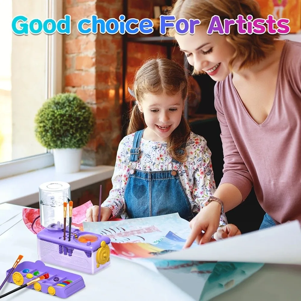 Rondella multifunzionale per pennelli con pulsante di scarico Circolazione automatica dell'acqua Strumenti artistici Secchio per dispositivo pulito per pennelli