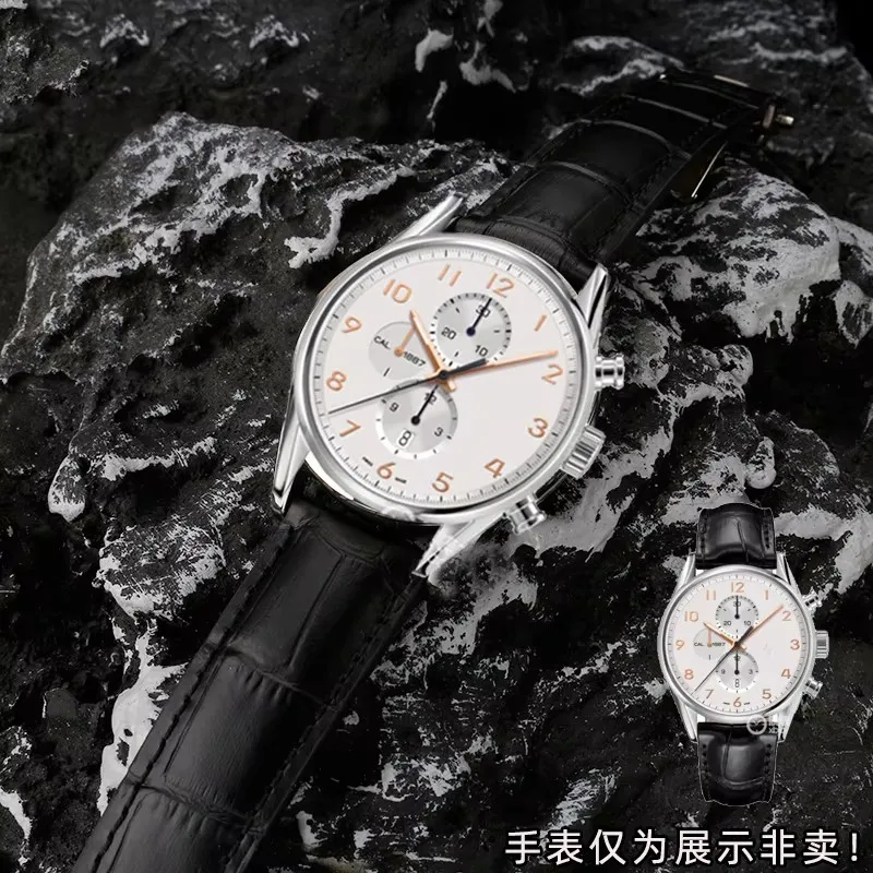 20mm 22mm 24mm Genuine Leather Watchbands for Tag Heuer Series Elastic Waterproof Cowhide Strap Folding Buckle