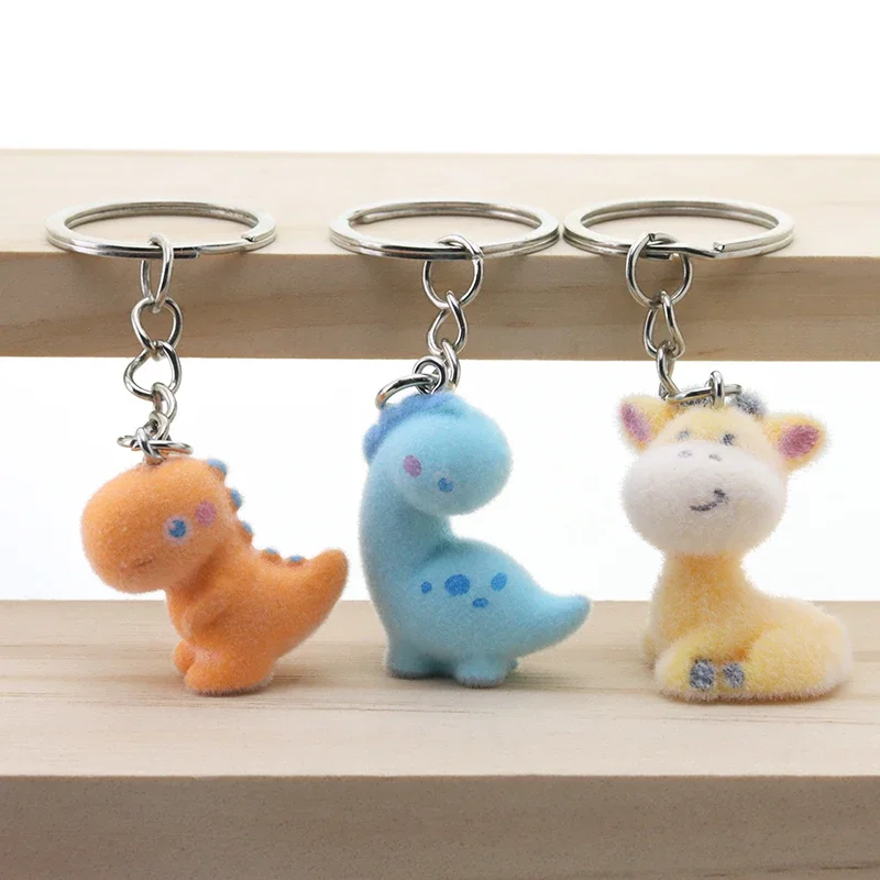 

15pcs Dinosaur Plush Keychain Cute しか（Shika）Flocking Resin Pendant Key Chain Jewelry Bag Pendants Party Daily Gifts