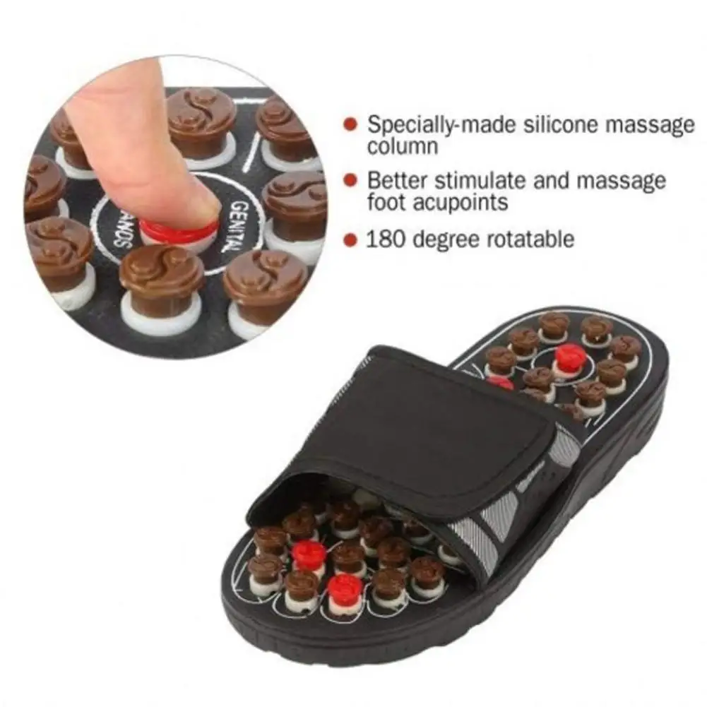 NEW 2PCS Feet Massage Slippers Foot Reflexology Acupuncture Therapy Massager Walk Stone Shoes Acupuncture Cobblestone Massager