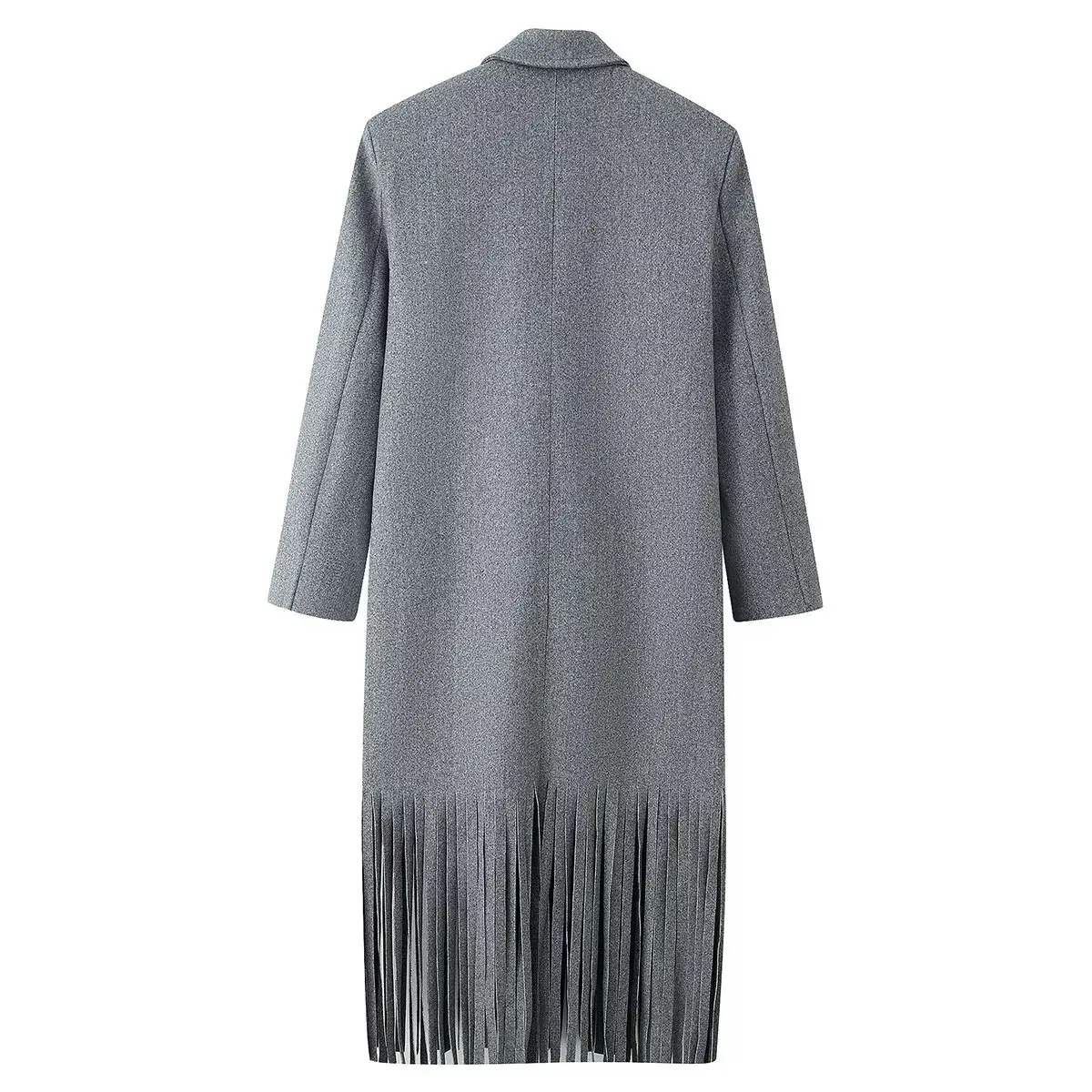 معطف صوفي نسائي شرابات معطف بدوره إلى أسفل طوق مزدوج ومفرد الصدر جيب سترة سيدة خريف شتاء ملابس خارجية أنيقة #6