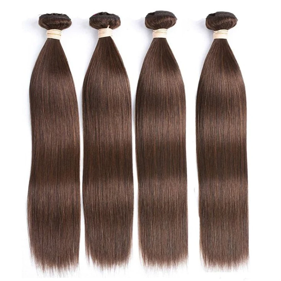 #4 Straight Bundles Human Hair Weave Bundles Dark Brown Brazilian Weaving Extensions 1/3/4 Bundles PCS 100% Remy Hair Extensions