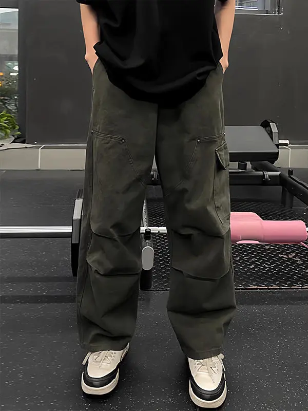 

Military een Wide Leg Workwear Pants Men's Autumn Winter American Retro Big ket Logging Cleanfit Jeans Casual Pants