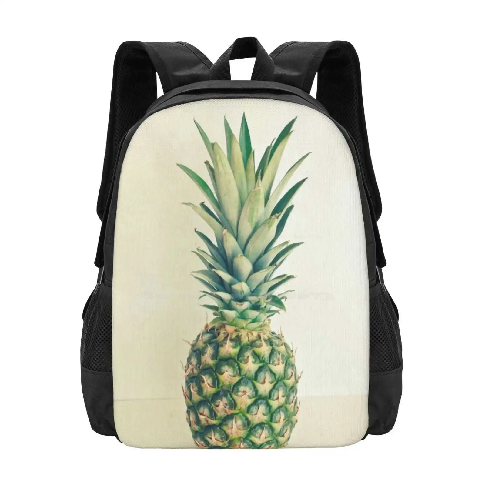 Pineapple Hot Sale Schoolbag Backpack Fashion Bags Food Tropical Fruit Pineapple Still Life Retro Simple Kitchen Art Green