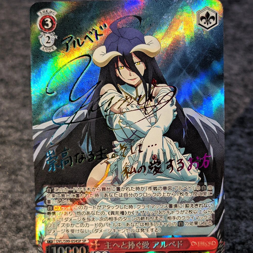 Anime WS Collection Cards colore rifrattivo Rainbow Flash Overlord Albedo Signature Card abbronzante Double Sided UV Texture Gifts