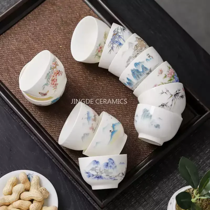 4PCS Ceramic Mini Tea Cup, Small Tea Cup, Household Hospitality Cup Set, Portable Teacup, Chinese Tea Ceremony Accessories