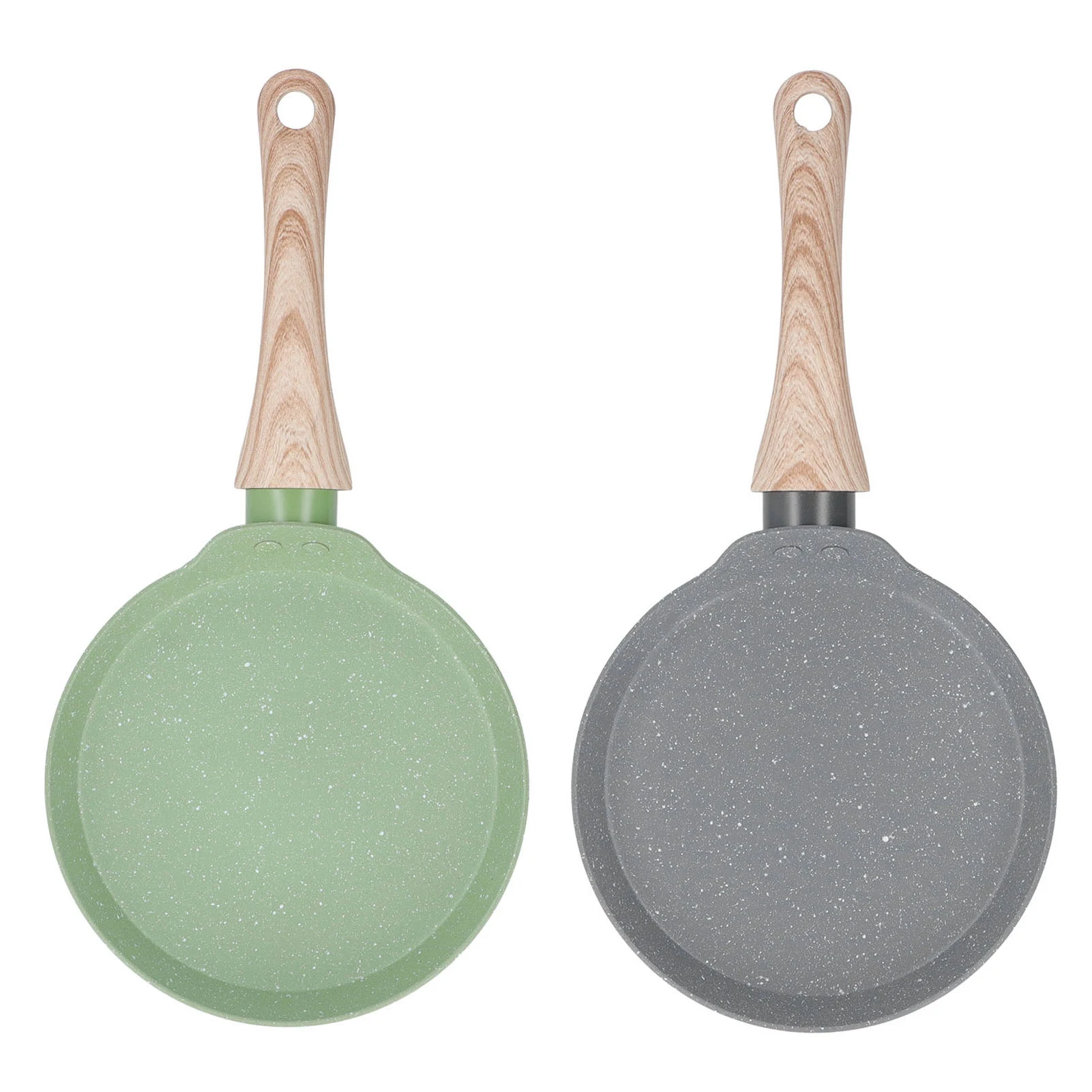 

Frying Pan Cooking Skillet Prevent Stick Aluminum Alloy Space Saving Even Heating Wood Handle Fast Heating for Home