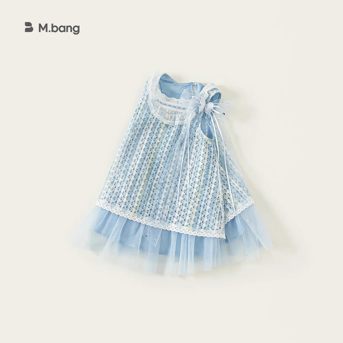 

Children's Clothing Spring Summer Round Neck Lace Sleeveless Hollow Knitted Dress Girls' Mesh Princess Dress