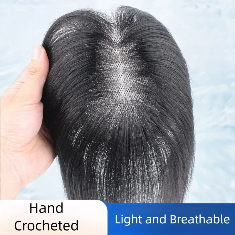Invisible Seamless Hair Topper 8x11cm Ultra-Thin Mesh Clip-In Bangs Real Natural Hairpiece for Women to Create Fluffy Volume