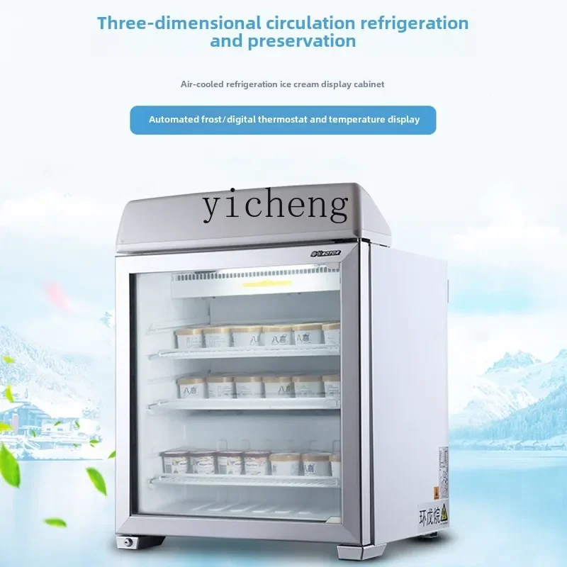 Small Freezer Commercial Ice Cream Display Cabinet Air Cooled Lockable Door