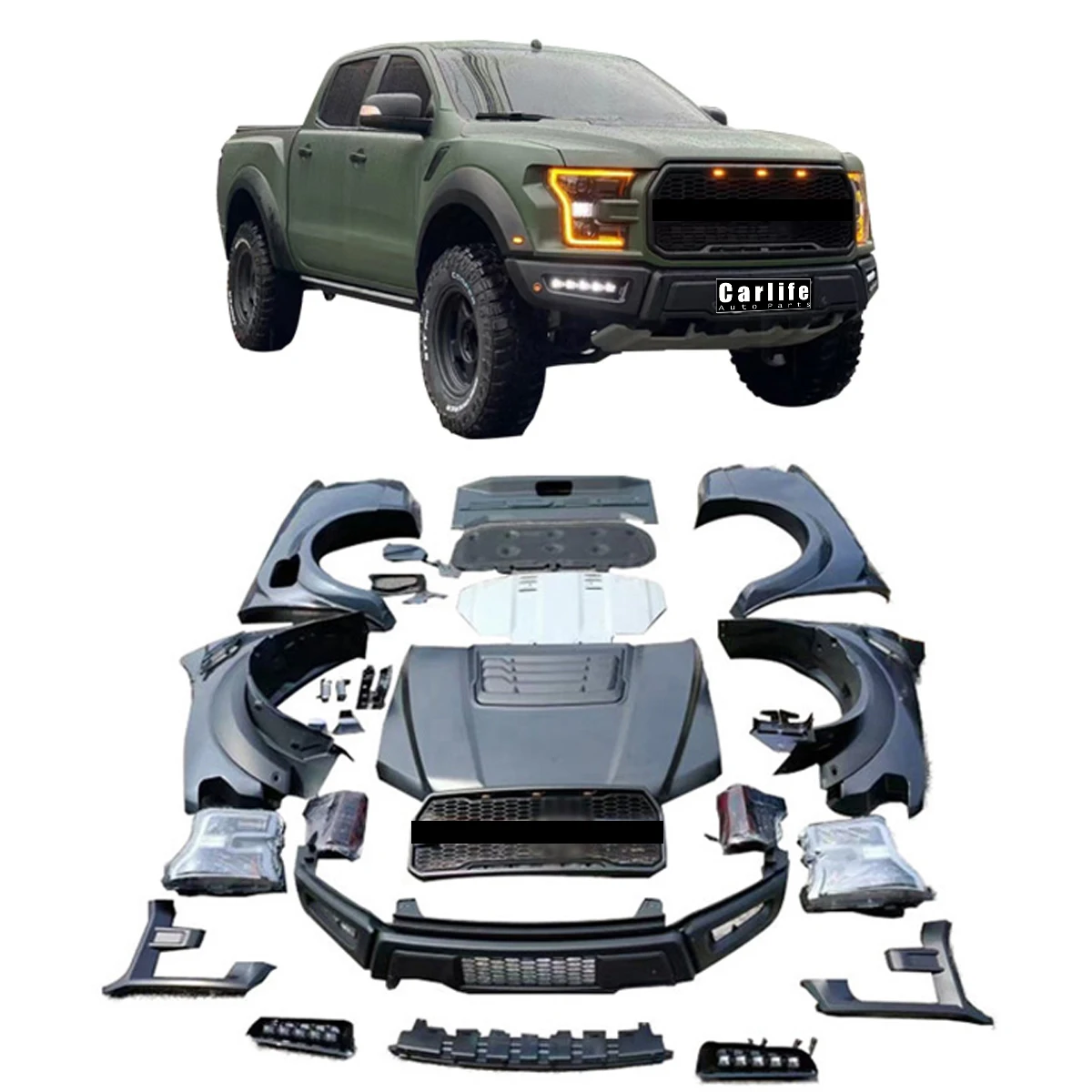 

Alterated To 2020 F150 Raptor Body Kit for Ford Ranger T6 T7 T8 2012-2019