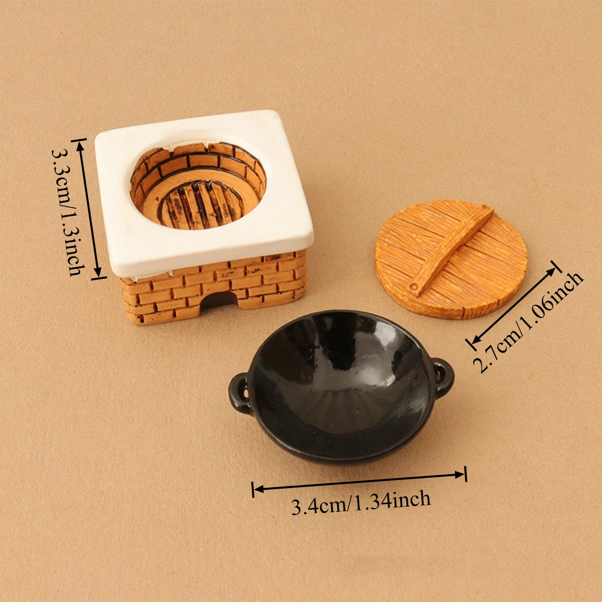 3 PCS Mini Kitchen Pot with Lid Dollhouse Cookware for Stove, Fairy Garden Paths, Micro Landscape & Diorama DIY Projects