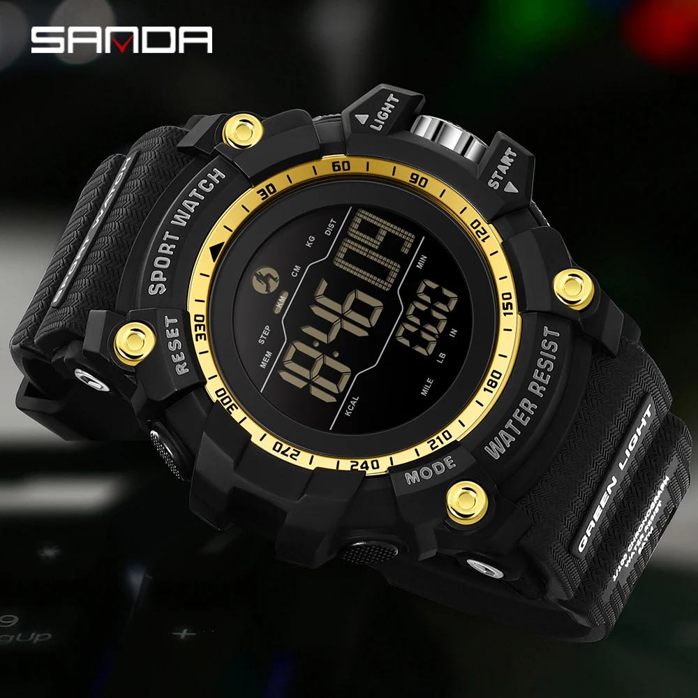 

Модные студенческие электронные часы SANDA, новые 2192, калориметр, многофункциональные водонепроницаемые студенческие электронные часы с двойным дисплеем