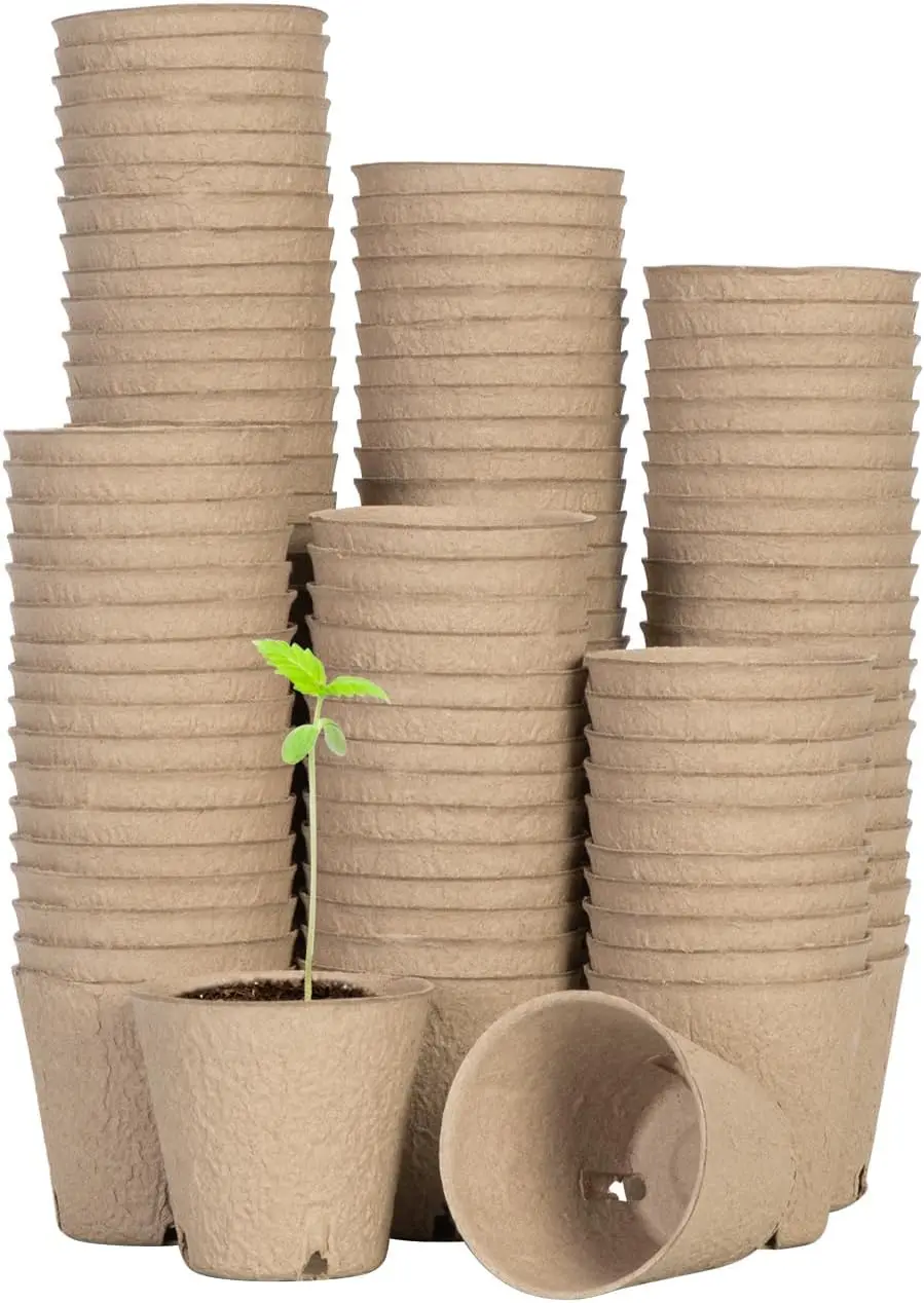 

Peat Pots, 120 Packs 3.15-Inch Seed Starting Pots with Drainage Holes, Round Nursery Pot, 20 Plant Labels for Flowers, P
