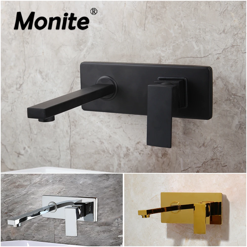 

Monite Bathtub Faucet Wall Mounted Basin Single Handle Hot and Cold Faucets Brass Sink Mixer Water Tap Washbasin Torneira