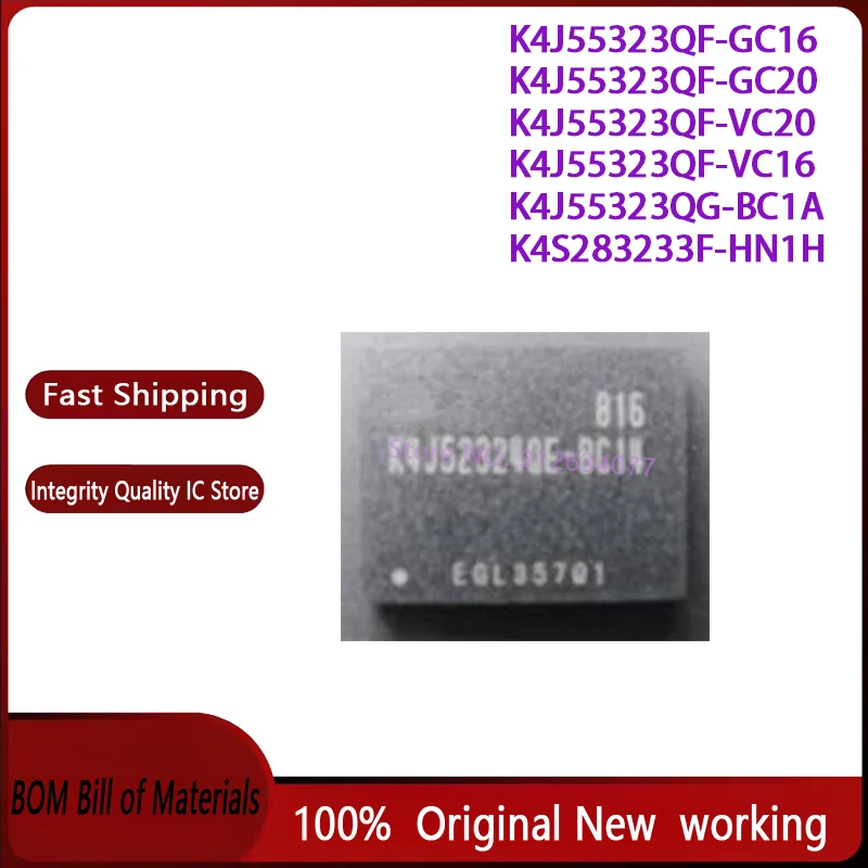 

(2 шт.) Оригинальный новый K4J55323QF-GC16 K4J55323QF-GC20 K4J55323QF-VC20 K4J55323QF-VC16 K4J55323QG-BC1A K4S283233F-H BGA