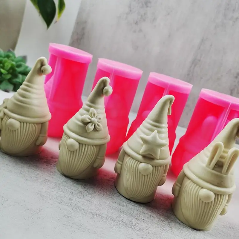 1pcs DIY 3D Gnomes Candle Resin Casting Mold Epoxy Resin Mold Handmade Fragrance Plaster Soap Wax Christmas Silicone Mould