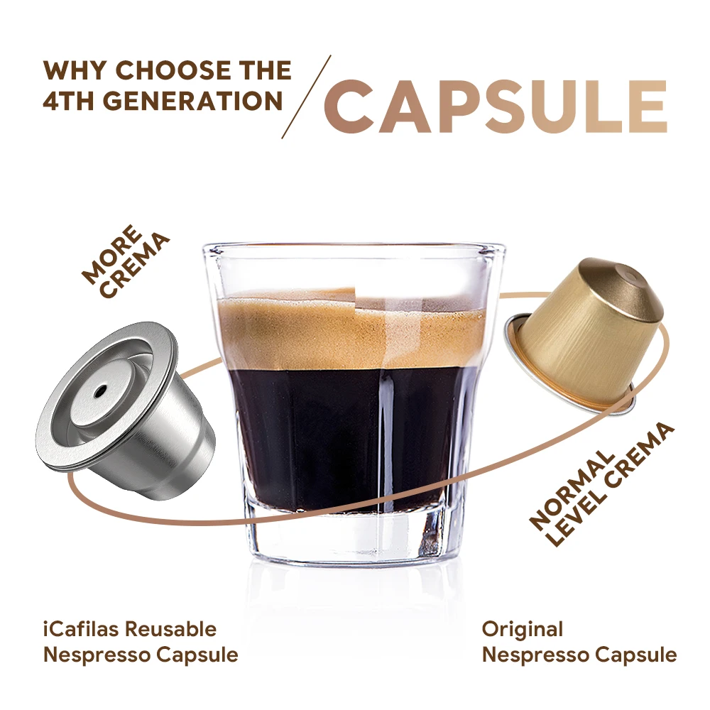 ICafilas Reusable Capsule  Refillable Pod Crema Espresso Usage Reutilisable Coffee Filter For  Nespresso  Essenza C30 D30