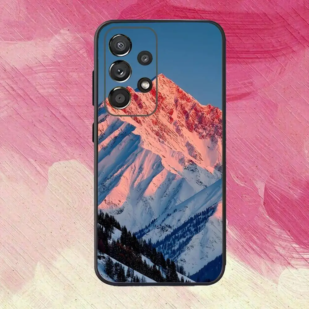 حافظة هاتف Snow M-Mountain12 Scenery لهاتف سامسونج S25، S24، S21، S22، S23، S30، Ultra، S20، Plus، Fe، Lite، Note، 10,9,5G غطاء أسود