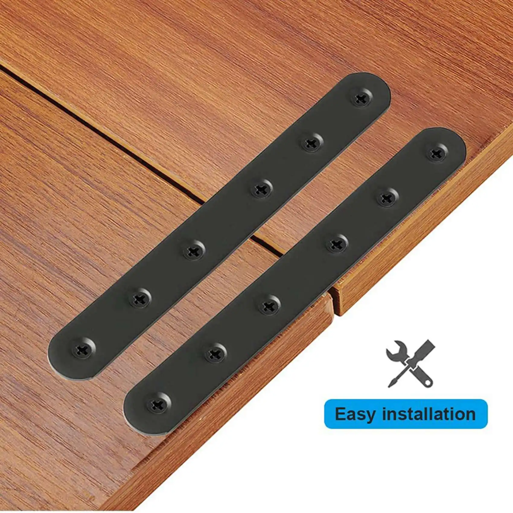DT17 8 PCS Flat Straight Bracket Stainless Steel Mending Plate for Wood Metal Repair Joining Bracket 155x20mm Black