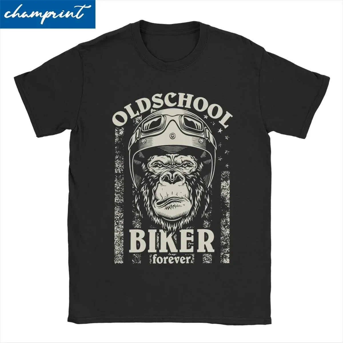 Old School Biker Motorcycle Bike Gorilla Men T Shirts Racing Tee Shirt Round Collar T-Shirt Cotton Birthday Present Clothing