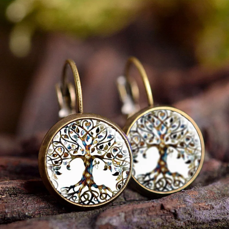 Hot Selling Popular Jewelry Dome Glass Alloy Earrings Moon Angel Retro Fashion Gift