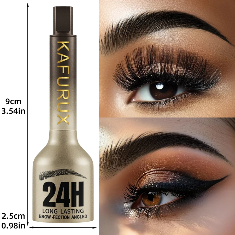 3 ألوان ثلاثية الأبعاد صبغ قلم الحواجب شعري مضاد للتلطخ مقاوم للماء طويل الأمد أسود بني فرشاة كبيرة كريم ماكياج العين البرية الطبيعية #5