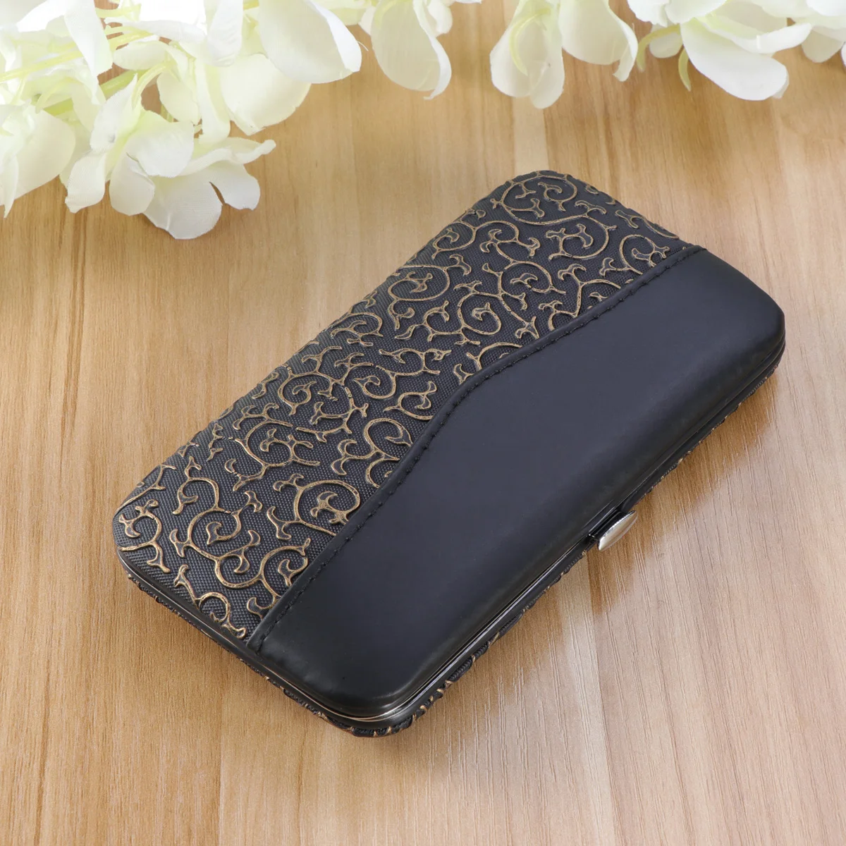 12 pezzi set per la cura delle unghie manicure pedicure kit per toelettatura strumenti in acciaio inossidabile argento marrone custodia da viaggio in PU spingi cuticole clipper