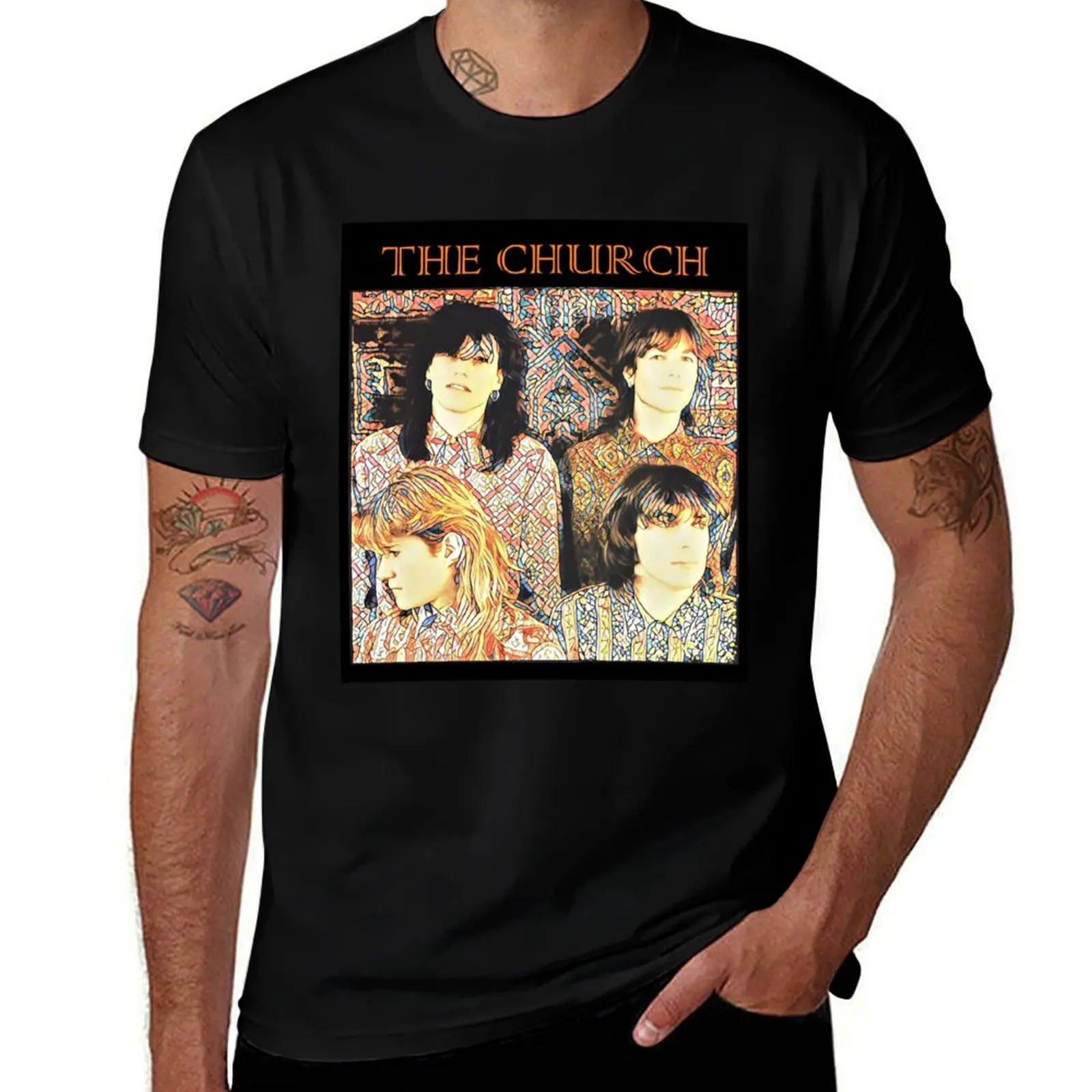 Retro Style The Church Mosaic Best Mens T-Shirt Lightweight Casual Summer T-Shirt