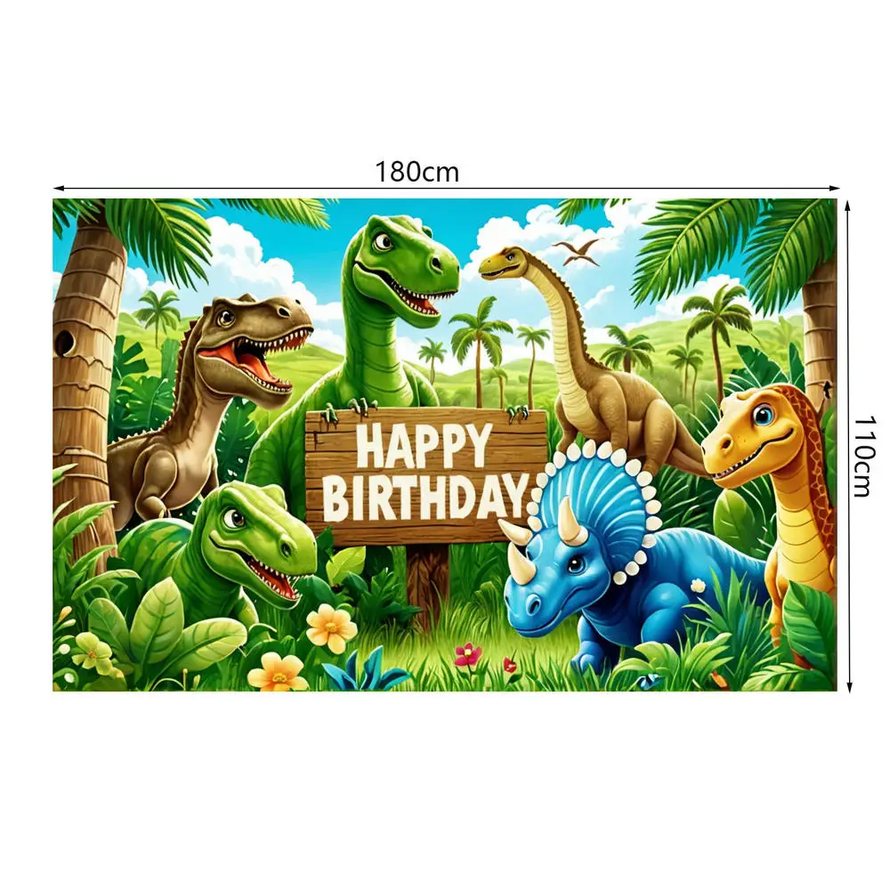 Dinosaurier Dschungel Geburtstag Party Hintergrund Polyester Photo Booth Hintergrund Kinder Geburtstag Party Banner Hintergrund Kinderzimmer Foto Prop – Detail 5