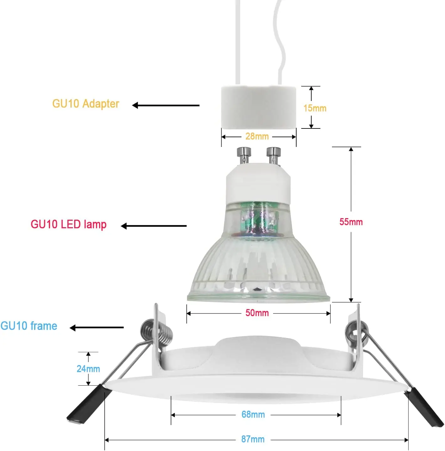 LED Downlight Recessed Mount Frame GU5.3/GU10/E27 Ceiling Lamp Holder Base Kitchen Spot Lighting Bracket Fittings Cutout 55mm